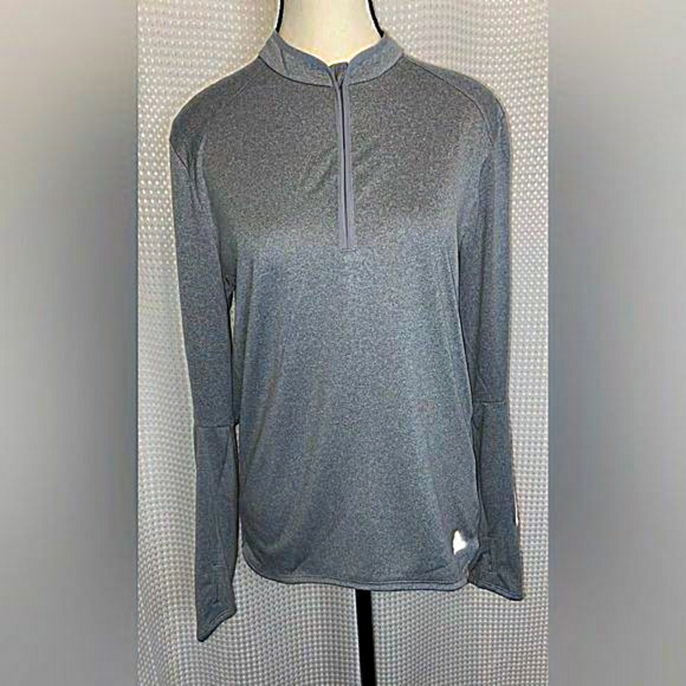Women’s ADIDAS‎ long sleeved heather gray half zip up pull on shirt size medium